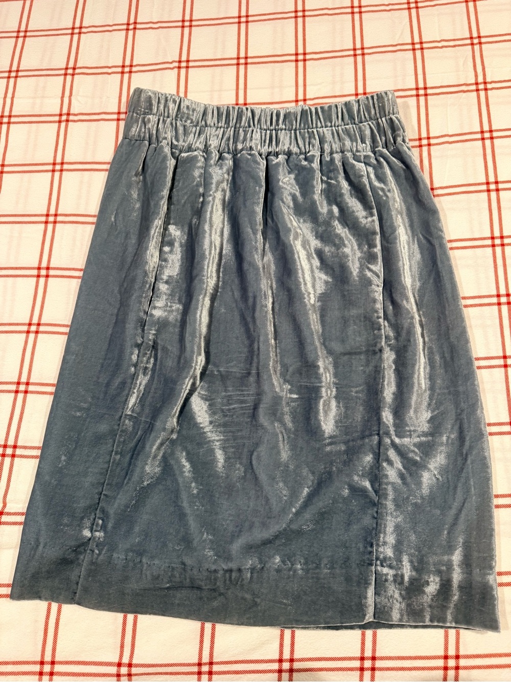 J Crew Blue Velvet Elastic-Waist Skirt